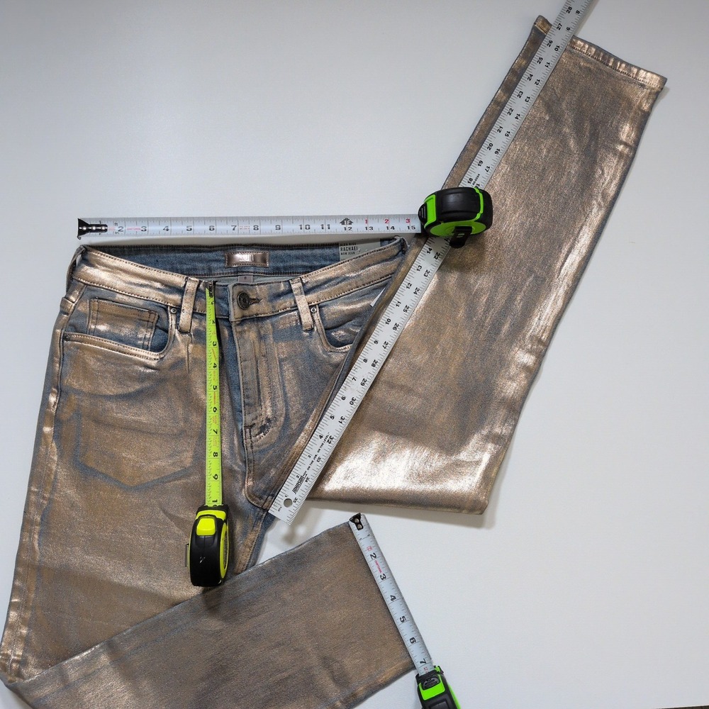 Kut from the Kloth Rachael High Rise Mom Jean Metallic Gold Foil KP1583MB7 Sz 8 - Picture 6 of 6